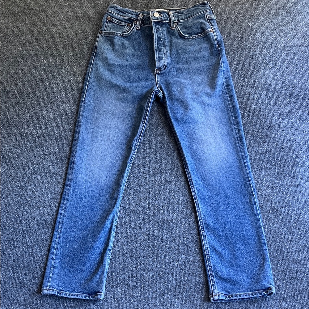 Agolde Riley Women's High Rise Straight-Leg Jeans in Transfer Wash